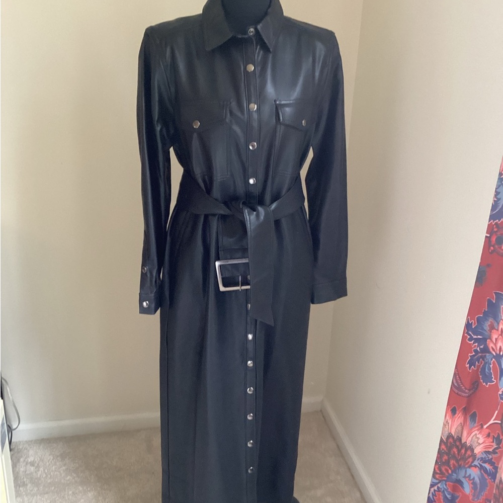 Anthropologie (Plicro) Black Leather Midi Dress